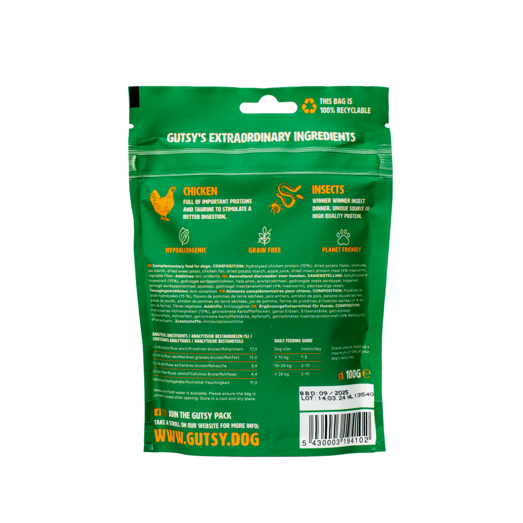 Gutsy Chicken Winners snack treats back