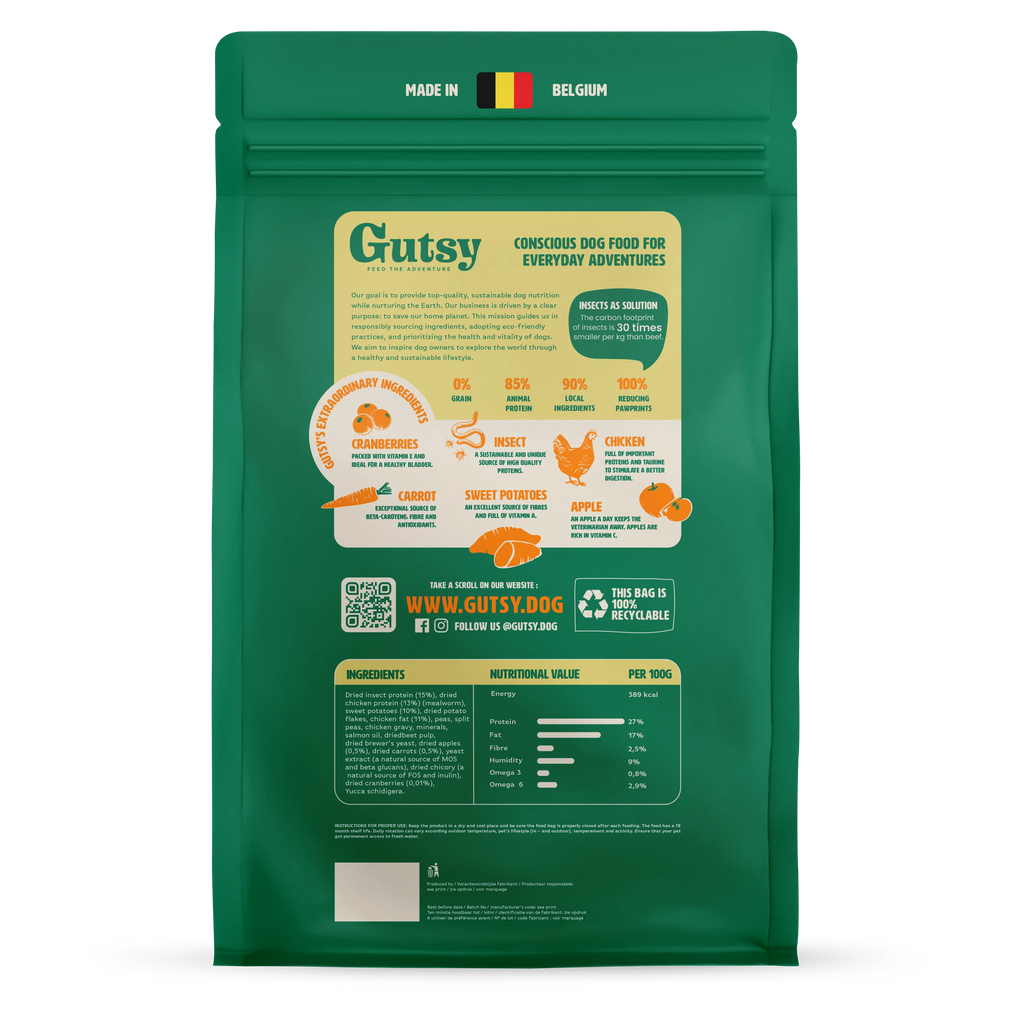 Gutsy chicken munchies conscious dog kibbles for medium large adult back