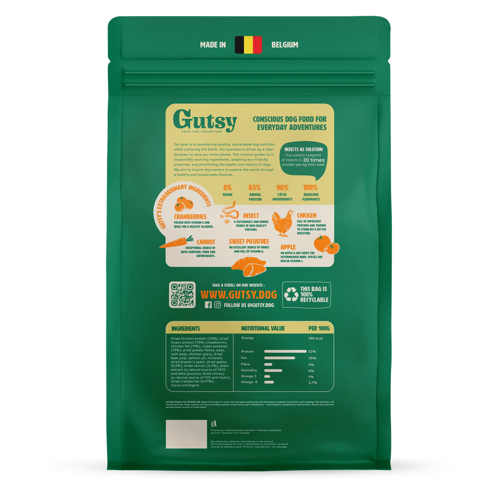 Gutsy chicken munchies conscious dog kibbles for puppies back